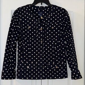 Chaps Navy and White Polka Dot Denim Jacket XL NEW